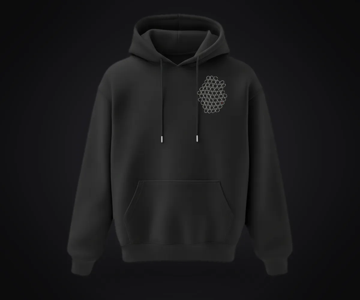 Gözenek Premium Siyah Hoodie tasarım önizlemesi